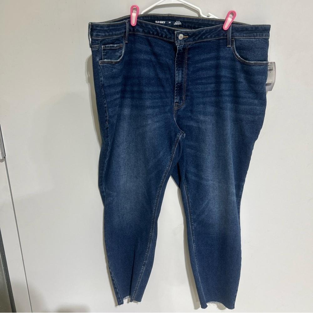 NEW Old Navy Jeans Womens Size 28 Rockstar Super Skinny Mid Rise Dark Wash Denim